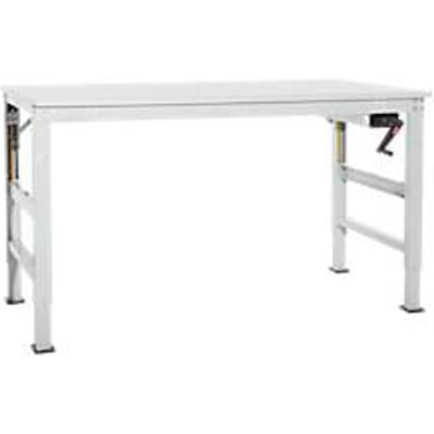 Werktafel Ergo K, met zwengel,  1500 x 800 mm, tafelblad kunststof, lichtgrijs