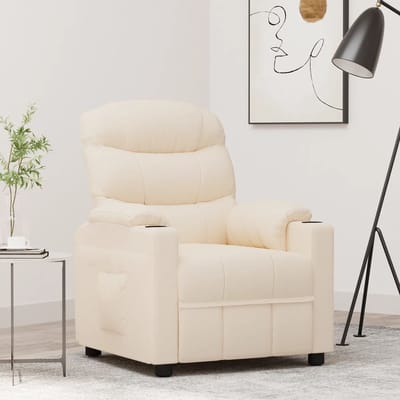 vidaXL - Fauteuil - verstelbaar - stof - crèmekleurig