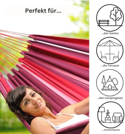 Hangmat L-formaat met weerbestendig EllTex-materiaal | 210 x 140 cm | tot 150 kg