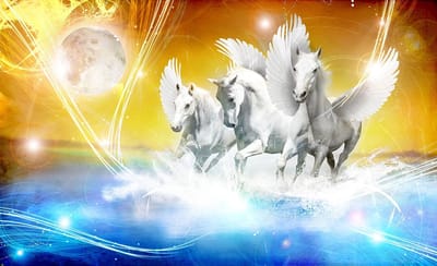 Winged Horse Pegasus Yellow Photo Wallcovering