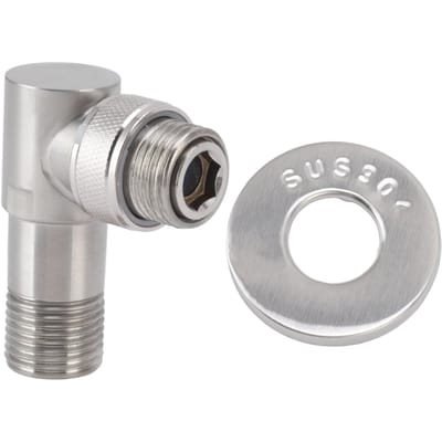 Robinet d'arrêt d'angle Mâle G1/2 Acier inoxydable 304 1 entrée 2 sorties Conception intégrée Arrêt d'eau automatique
