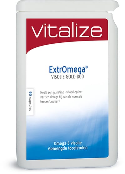 Vitalize ExtrOmega® Visolie Gold 800 90 capsules | Goed voor hart, gezichtsvermogen en bloeddruk - DHA² draagt bij aan de instandhouding van een normale hersensfunctie en is goed voor het gezichtsvermogen