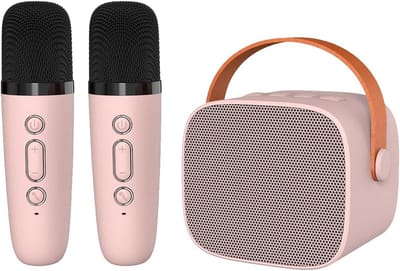 Draagbare Karaoke Set met 2 Draadloze Microfoons en LED Verlichting - Party Speaker voor Kinderen en Volwassenen