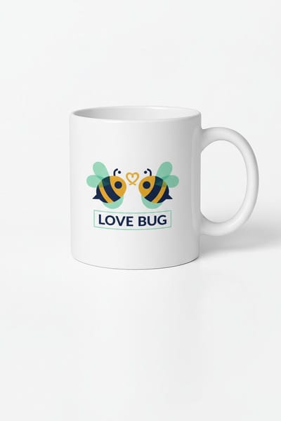 Mok "Love Bug" met Schattige Bijen en Hartje - Romantisch Liefdescadeau