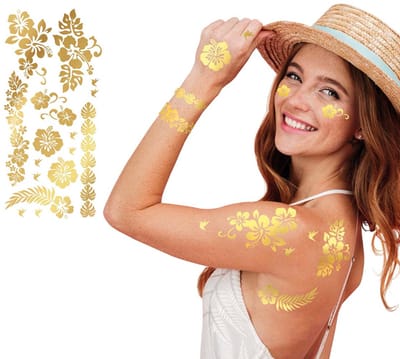 Fiestas Guirca - Bloemen tattoos goud