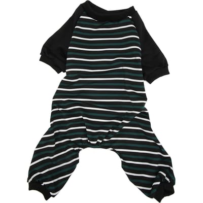 Gestreept Hondenpyjama Zacht Rekbaar Modieus 4-potig Puppy Pyjama voor Katten Honden Groen en Wit S(for 2-4kg)
