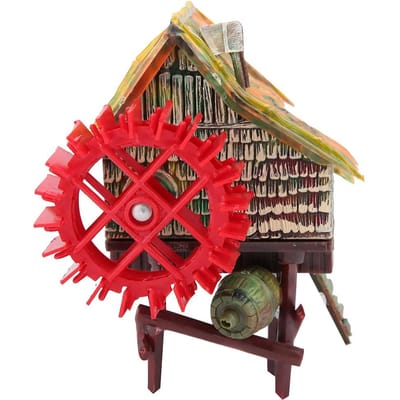 Aquarium Landschapsdecoratie Pneumatisch Belucht Waterrad Huisje(Kleine Watertruck) black