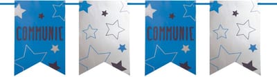Folat - Vlaggenlijn communie Blauw/zilver (6 meter) - communie versiering - communie