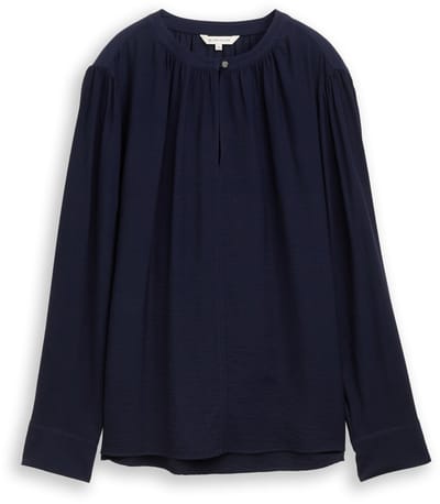 Tom Tailor - Crinkle blouse met ruches - Maat 36 - sky captain blue