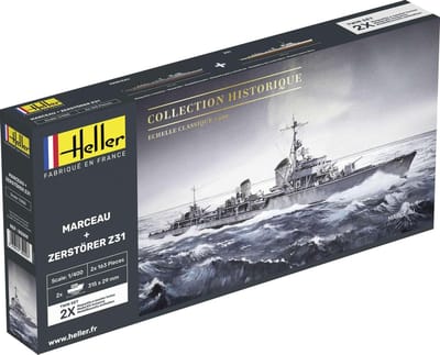 Heller Modelbouwpakket Militaire voertuigen - 85009 Marceau + Zerstörer Z31 - Twinset Plastic - 1:400 - Modelbouw