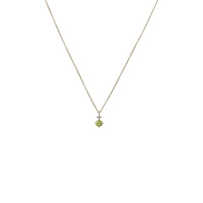 Lucardi Dames 14 Karaat gouden ketting diamant 0,19ct en peridot - Ketting - 14 Karaat Goud - Goud - 45 cm