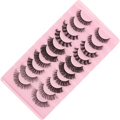 Lot de 10 faux cils faits à la main Courbe DD Épaisseur Multicouche Faux cils pour femme white
