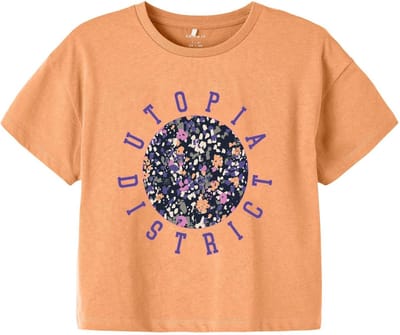 Name it Meisjes Oranje Korte Losse Tshirt Korte Mouwen Orange Chiffon - 116
