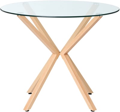 ALTURA - Ronde eettafel - Lichte houtkleur - 90 cm - Veiligheidsglas