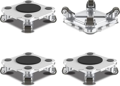 ONEON Furniture Mover Pro - 4 stuks verbeterde dollies met aangepaste TPE-wielen - Moeiteloos zwaar meubeltransport (lichtgrijs, alleen 4 dollies)