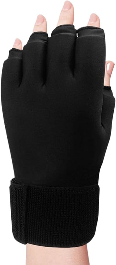 Vingerloze Compressie Handschoenen - Elastische Gel Steun - Herstel & Activiteit - Gerichte Gel Verlichting - ca. 20x15cm - Zwart