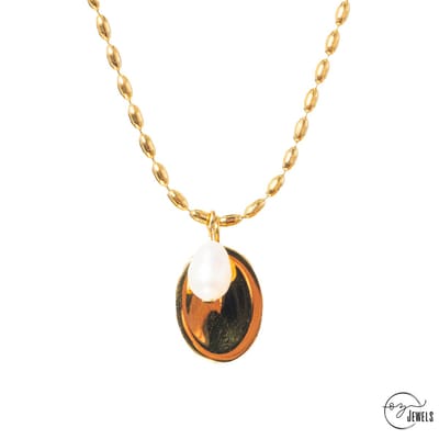 OZ Jewels – Ovale Parel Ketting – 18K Verguld – Vrouwen – Verstelbare