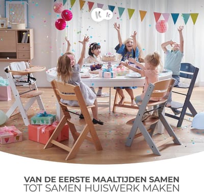 Houten Kinderstoel 3-in-1 – Hoogte Verstelbaar, Veiligheidsgordels, Tot 10 Jaar, Wit