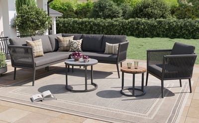 Wishdor Modulaire Loungeset - 6-Delig - Spatwaterbestendige Kussens - Met Olefin En Metaal - Grijs - Voor Tuin Terras Of Balkon