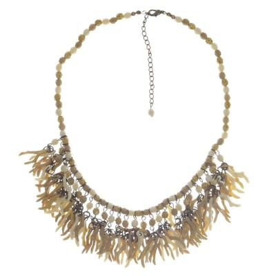 Behave - Statement ketting dames - Bruin beige hangertjes - Boho chic