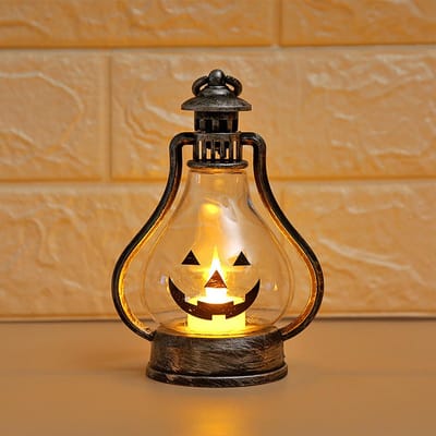 Lanterne de citrouille d'Halloween pour enfants, veilleuse portable, accessoires d'ornement de décoration B beige