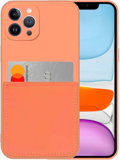 Smartphonica iPhone 11 Pro siliconen hoesje met pashouder en zachte binnenkant - Oranje geschikt voor iPhone 11 Pro