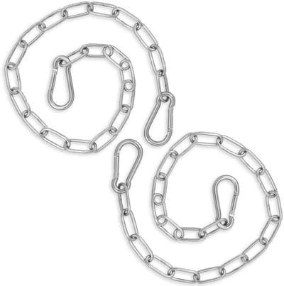 Dailygoods- Roestvrijstalen Ketting 2 Stuks - 50 cm Ketting - Karabijnhaak - 3 mm Schakels - Duurzaam - Weerbestendig - Schakelketting
