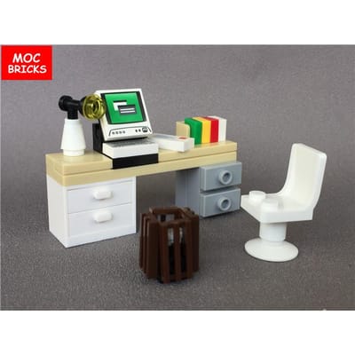 Kit MOC Briques Armoire à Café Microscope Toilettes Climatiseur Bureau Bloc de Construction Axé sur l'Apprentissage Jouets Cadeaux pour Enfants