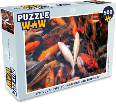 Puzzel Een vijver met koi karpers van bovenaf - Legpuzzel - Puzzel 500 stukjes