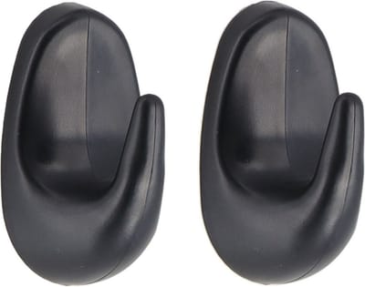 Tendance Plakhaakje - 4 x 3 x 7 cm - Zelfklevende ophang haakjes - 2x stuks - kunststof - zwart - keuken/badkamer haken