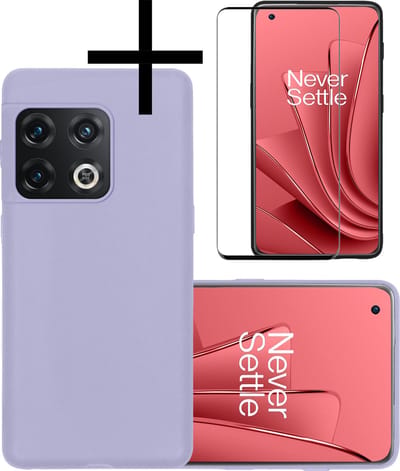 Hoesje - Met Screenprotector - Geschikt voor OnePlus 10 Pro - Sterk & Shockproof - Back Cover - Siliconen Case - Telefoon Hoes - Lila
