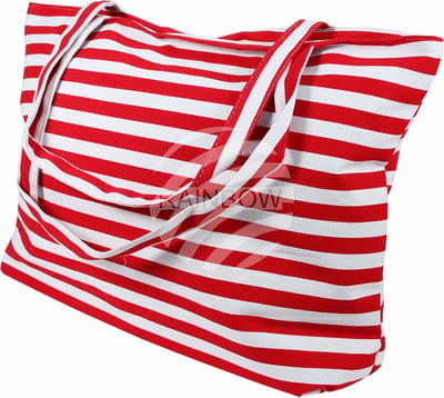 Strandtas Rood/Wit Gestreept - 35 x 48 cm - Strandshoppers van polyester