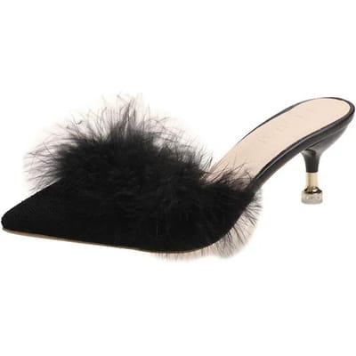 Damesschoenen in de uitverkoop Herfst Damesslippers Gesloten teen Effen Flock Hoge hakken Mode Jurk Dagelijkse slippers Dames 41 white