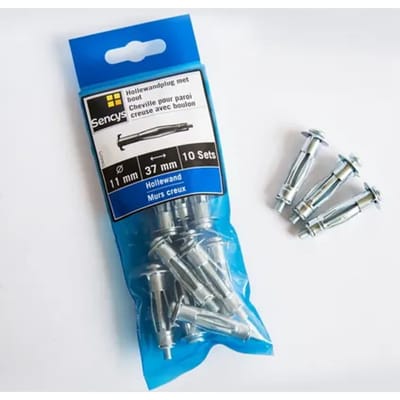 Sencys Hollewandplug Met Bout Staal - Diam. 11x37mm - 10 Stuks