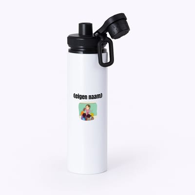 Hacebo® - juf met kinderen met eigen naam waterfles met draaidop zwart - Juf - leraressen - collega's - verjaardag - afscheidscadeau - geschenk - kado - water fles - 850ML