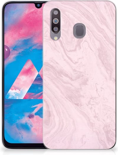 Samsung Galaxy M30 TPU Siliconen Hoesje Marble Pink - Origineel Cadeau Vriendin