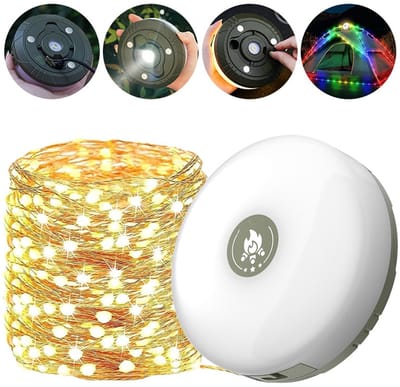 Camping lamp - Camping Lichtsnoer 10 Meter - Oprolbaar - Campinglamp - Tuinlamp - Tentlamp - Lampjes - Waterdicht - Oplaadbaar - Warmlicht Witlicht en Kleur