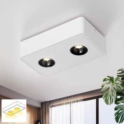 NETTLIFE Opbouwspot LED - 2-Lichts - vierkant - wit - 11W - Moderne Plafondlamp - 3000K Warm Wit Licht - Metaal - Plafondspot - voor Keuken | Slaapkamer | Hal | Woonkamer- L 22.2cm