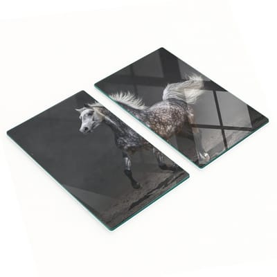 Multifunctionele decoratieve glazen keukenplanken met Arabisch paard, 2x30x52 cm