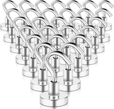 Set van 28 Magnetische Haken, Sterke Neodymium Magneten, 10 kg Capaciteit voor Keuken, Garage en Koelkast
