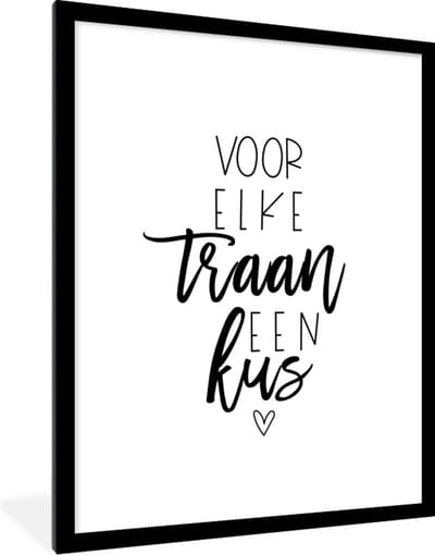Fotolijst incl. Poster - Get well soon - Spreuken - Hartjes - Kus - 60x80 cm - Posterlijst