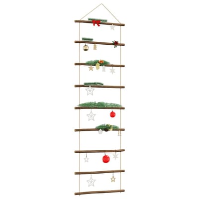 vidaXL - Wanddecoratie - laddervormig - 50x150 - cm - naturel - tak