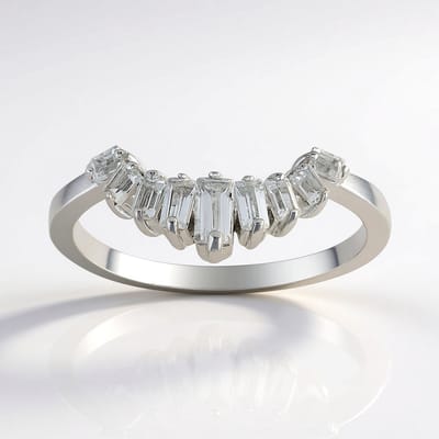Cavill - Zilveren ring 925 sterling met Nigeriaanse witte topaas 0.512 ct - Briljant trapgeslepen baguette - Elegante damesring maat 17-20