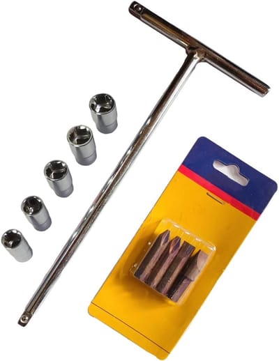 Doppenset T-handvat - Combinatieset Met Doppen - Klussen en Reparaties - Gehard Chroom-Vanadiumstaal - 8-12 mm Maten - Zilver