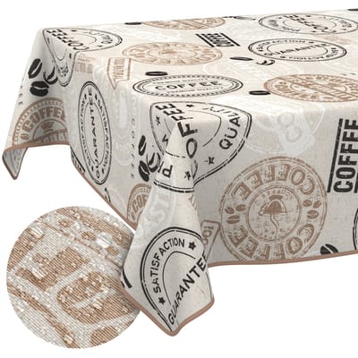 ANRO Tafelkleed Koffie Bruin 180x100cm Met sierband Afwasbaar Waterafstotend Binnen & Buiten