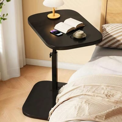 REDOM Praktische C-Vorm Bijzettafel (In Hoogte Verstelbaar) - Laptoptafel / Bedtafel voor Bank & Bed - Zwart