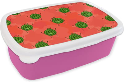 Broodtrommel Roze - Lunchbox - Brooddoos - Meloen - Patronen - Kawaii - 18x12x6 cm - Kinderen - Meisje