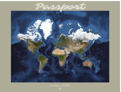Wereldkaart 40 x 30 cm - Aluminium - Voelbaar 3D Reliëf - Groen - World map - Passport - Vintage - Retro - Muurdecoratie - Wanddecoratie