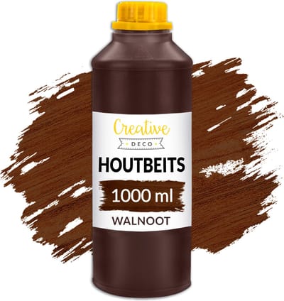 Creative Deco Houtbeits Waterbasis – 1 Liter – Walnoot Kleur, Sneldrogend