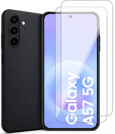 Hoesje geschikt voor Samsung Galaxy A57 – MatteShield Back Cover – Zwart – 2 Stuks Screenprotector Glas